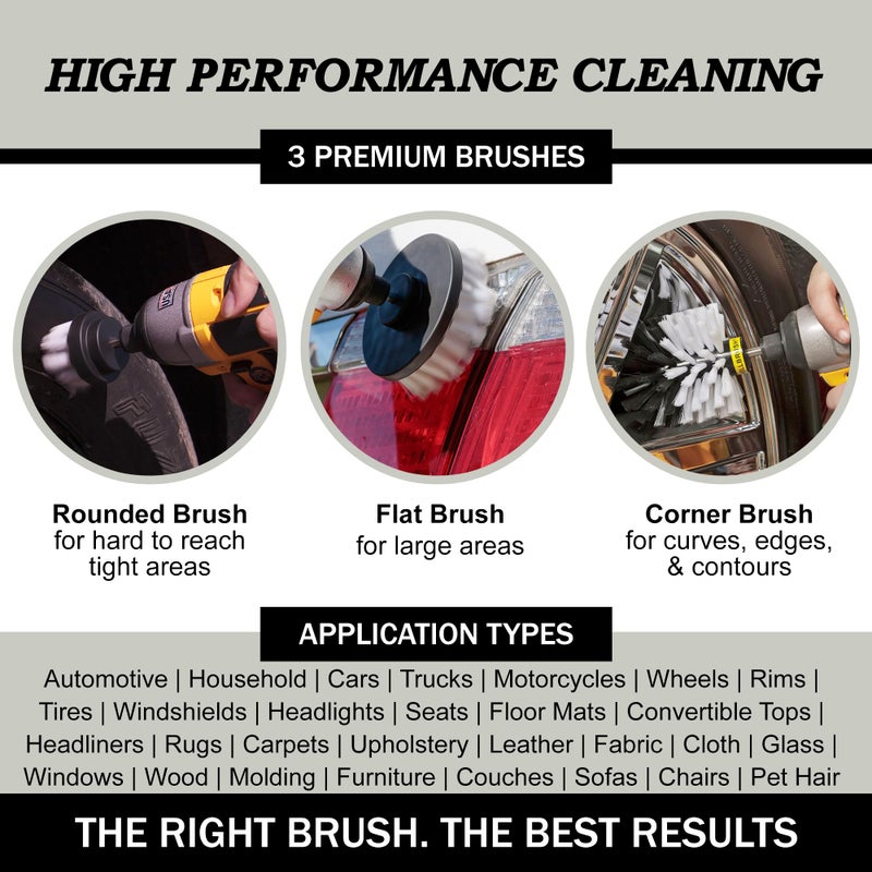 Drillbrush Car Detailing Kit | Drill Brush Set â€“ Soft Bristle Power Scrubber Attachments for Cleaning Car Interior, Upholstery, Carpet, Seats, Wheels, Rims, Dash, Console, and Trim - Nylon Scrub Brush - Image 2